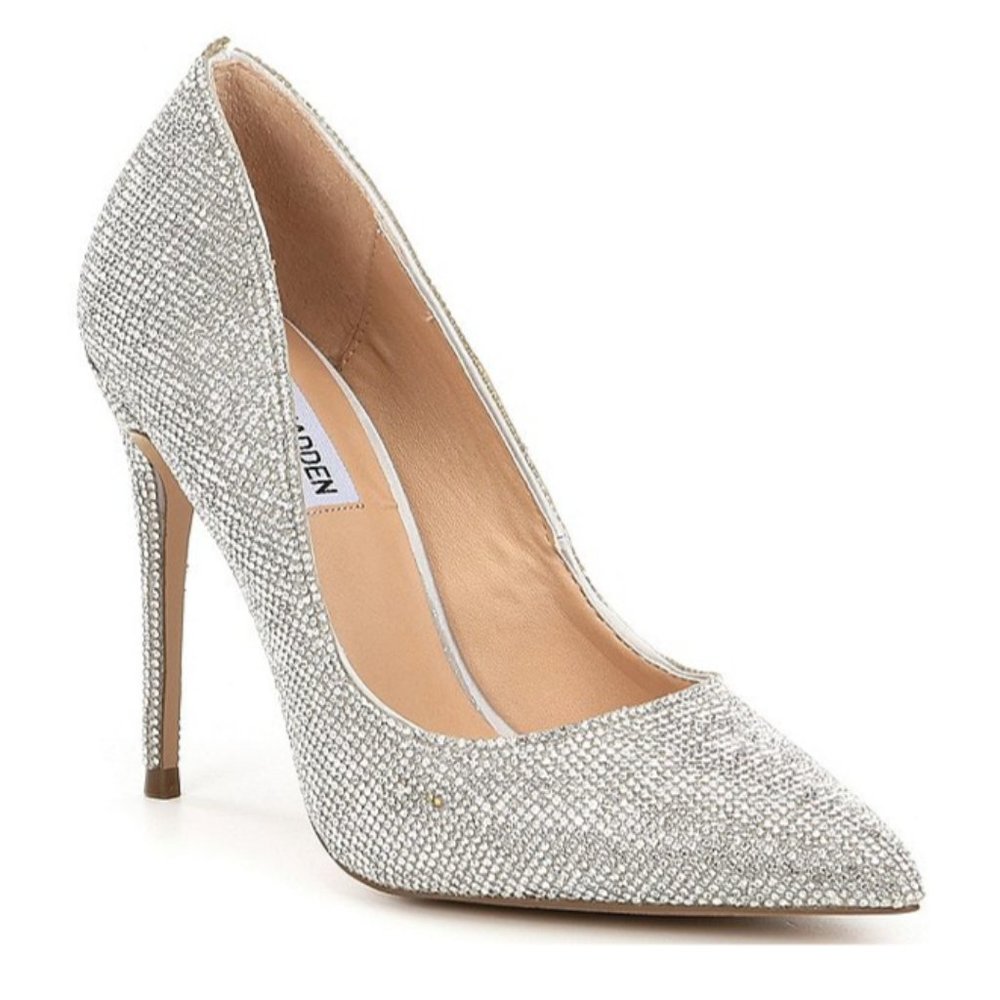 Steve Madden Daisie Crystal Jeweled Open Toe Pump